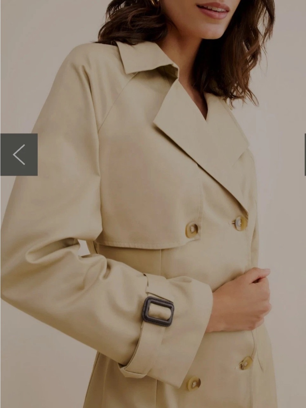 Anthropologie Women's Beige Double-Breasted Trench Coat Dress,Size Small - Picture 2 of 9